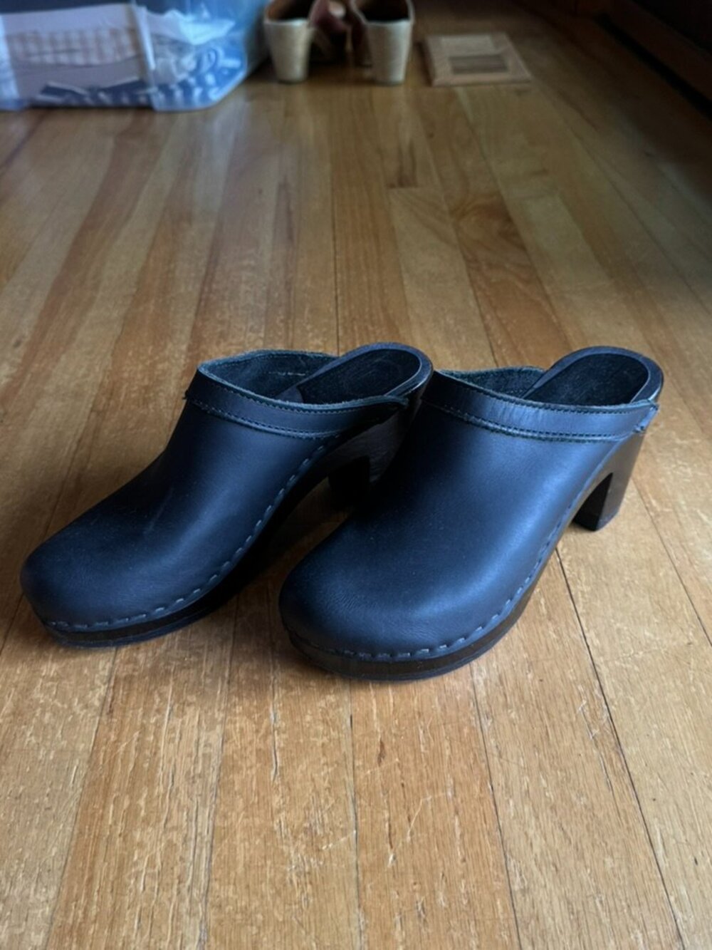 No.6 Store Old School Clog High Heel in Black on Black Base Size 39